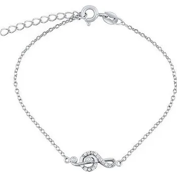 Šperk Stříbrný náramek Sibelius houslový klíč s Brilliance Zirconia JJJ1098B