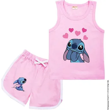 Lilo & Stitch Dětský letní set - tílko + kraťasy s motivem "Lilo a Stitch" Barva: Růžová, Velikost: 100 (2-3 roky)