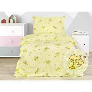 Povlečení Dětské krepové povlečení - medvídci na světle zelené 140x200+70x90