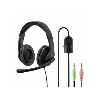 Sluchátka HAMA headset PC Office stereo HS-P200/ drátová sluchátka + mikrofon/ 2x 3,5 mm jack/ citlivost 105 dB/mW/ černá