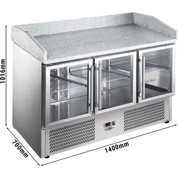 Lednice G.Gastro Chladicí stůl na pizzu ECO- 1400x700mm - 3 skleněné dveře