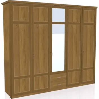 Šatní skříň Jitona Piano šatní skříň, 5 dveří, 2 zásuvky, 1 zrcadlo