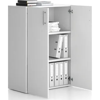 Policová skříň B2B Partner Kancelářská skříň nízká SOLID, 800 x 400 x 1080 mm, bílá