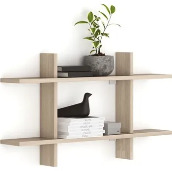 Nábytek B2B Partner Kancelářská nástěnná police dvojitá SOLID, 1250 x 200 x 700 mm, dub přírodní