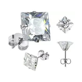 Náušnice Puzetové náušničky - zirkon čirý čtverec