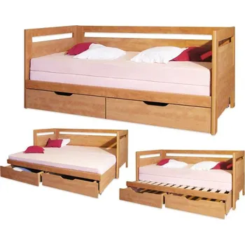 Postel BMB Tandem Klasik s vysokými čely 80 - 160 x 200 cm, Bílá, rovné rohy