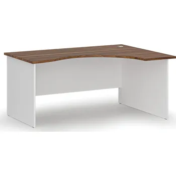 Psací stůl B2B Partner Ergonomický kancelářský psací stůl PRIMO WHITE, 160x120 cm, pravý, bílá/ořech