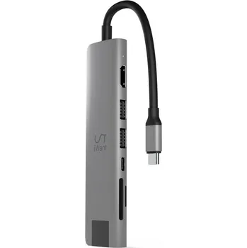 USB hub iWant Type-C Hub 7v1 Multimedia vesmírně šedý Vesmírně šedá
