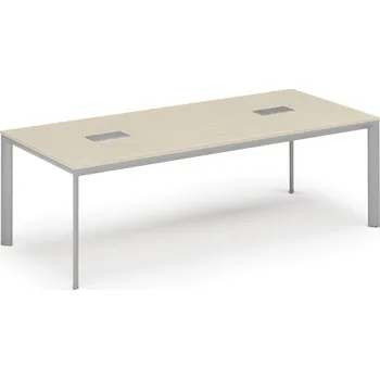 Psací stůl B2B Partner Jednací stůl PRIMO INVITATION, 240x120 cm, bříza + 2x stolní zásuvka TYP I, stříbrná
