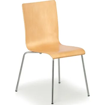 Nábytek B2B Partner Dřevěná židle s chromovanou konstrukcí CLASSIC, přírodní