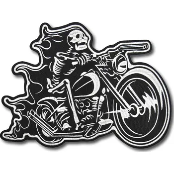 Nášivka Moto nášivka Skeleton on Bike XXL na záda 30 cm x 24 cm