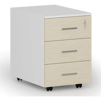 Zásuvkový kontejner B2B Partner Kancelářský mobilní kontejner PRIMO WHITE, 3 zásuvky, bílá/bříza