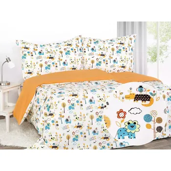 Povlečení Dětské bavlněné povlečení - jungle na oranžové 140x200+70x90