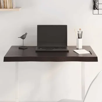 Konferenční stolek vidaXL Stolní deska 80x40x(2-4)cm ošetřený dub živá hrana [363873] Barva: tmavě hnědá