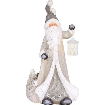 Vánoční dekorace 2 ks Dekorácia MagicHome Vianoce, Santa s lampášom, 1 LED, 2xAAA, keramika, 34x21x65 cm