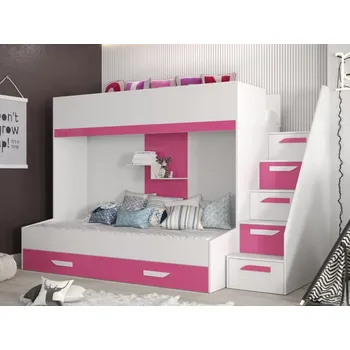 Dětská postel Multifunkční patrová postel pro 2 – Party 16 Barevné provedení: bílá/růžová