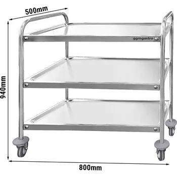 Servírovací stolek G.Gastro Servírovací vozík 0,8 m - se 3 policemi