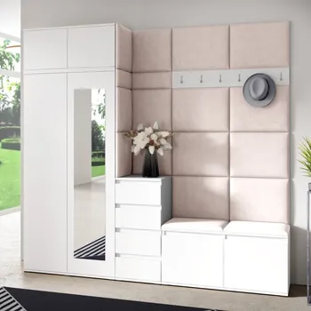 Předsíňová stěna Předsíňová stěna Emi 33 - bílá Barva čalounění: Krémová - Trinity 01