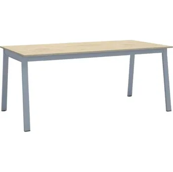 Psací stůl B2B Partner Jednací kancelářský stůl PRIMO BASIC, 180x90 cm, šedostříbrná podnož, dub přírodní
