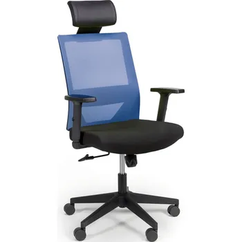 B2B Partner Kancelářská židle se síťovaným opěrákem WOLF, nastavitelné područky, plastový kříž, modrá