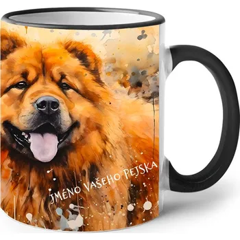 Keramický hrnek Čau-čau, Barva Černá, Velikost 330 ml, Canvas Keramický hrnek s barevným uchem Bezvatriko.cz 2588