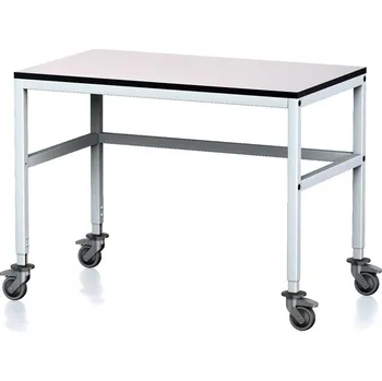 Dílenský stůl Alfa 3 Nastavitelný dílenský stůl MECHANIC II na kolečkách, 1200x700x745-825 mm, nastavitelné podnoží