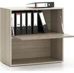 PLAN Kancelářský policový regál LAYERS, krátký, 1 box, 800 x 400 x 777 mm, dub přírodní / dub mořený