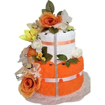 Veratex Textilní dort dvoupatrový oranžovová růže