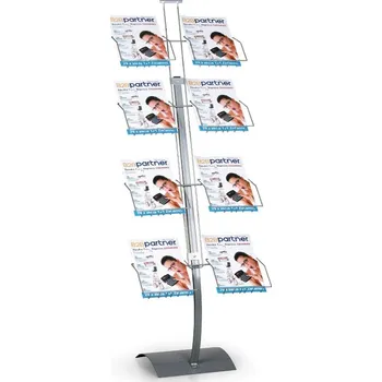 B2B Partner Stojan pro odběr letáků 8xA5, drátěná kapsa, šedostříbrný