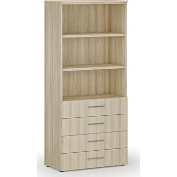 B2B Partner Kancelářská skříň se zásuvkami PRIMO WOOD, 800 x 420 x 1781 mm, dub přírodní