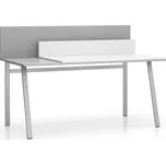 PLAN Kancelářský psací stůl SINGLE LAYERS, posuvná vrchní deska, s přepážkami, bílá / šedá