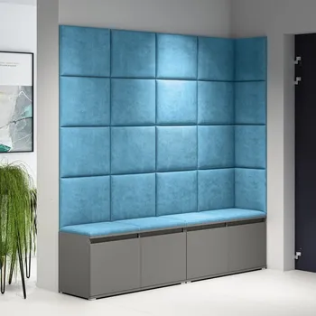 Předsíňová stěna Předsíňová stěna Emi 3 - šedá grafit Barva čalounění: Modrá - Trinity 13