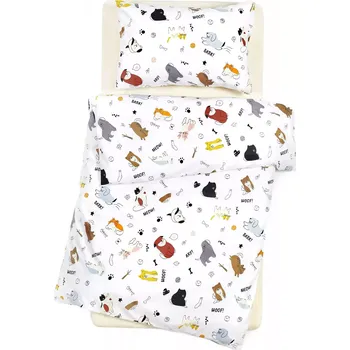 Povlečení Dětské bavlněné povlečení - pejsci na bílé 140x200+70x90