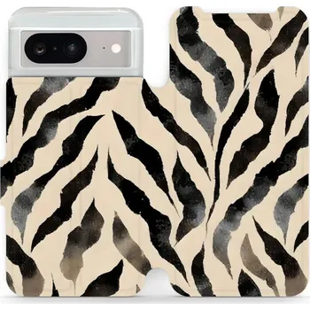 Pouzdro na mobilní telefon Flipové pouzdro Mobiwear - Google Pixel 8 - VA53S Zebří (Knížkové flip pouzdro, obal, kryt na mobil Google Pixel 8 - VA53S Zebří, materiál Umělá kůže + TPU - ochrana 360°, stojánek, silikonová vanička, magnetické zavírání)