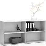 PLAN Kancelářský policový regál LAYERS, dlouhý, 2 police, 1582 x 400 x 777 mm, bílá