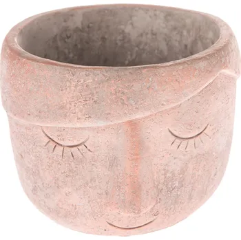 Biokrb Betonový obal na květináč Face terakota, 15,5 x 11 x 14 cm