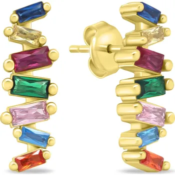 Náušnice Brilio Silver Pozlacené náušnice s barevnými zirkony EA1036YRBW + 2 měsíce na vrácení zboží