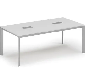 Psací stůl Jednací stůl PRIMO INVITATION, 200x100 cm, bílá + 2x stolní zásuvka TYP II, stříbrná