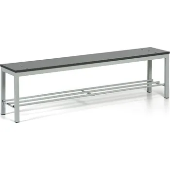 Šatní lavice s botníkem, sedák - lamino, šedé nohy, délka 1500 mm, grafit