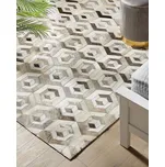 Obdélníkový koberec béžová a hnědá hovězí kůže 160 x 230 cm, patchwork, geometrický vzor Retro Beliani