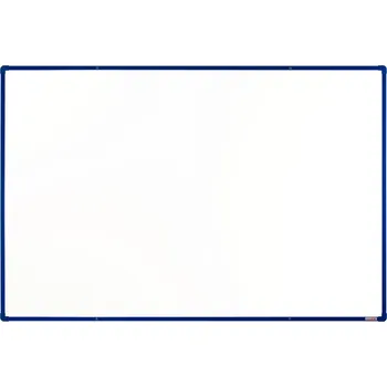 boardOK Bílá magnetická popisovací tabule s keramickým povrchem boardOK, 1800 x 1200 mm, modrý rám