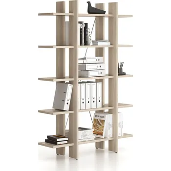 Kancelářská sestava Kancelářský regál vysoký krátký SOLID, 1250 x 400 x 1825 mm, dub přírodní