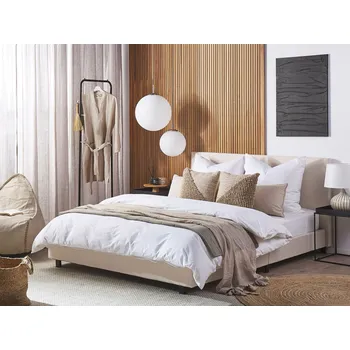 Postel Vodní postel béžová látkové čalounění 160 x 200 matrace vysoké čelo moderní styl ložnice Beliani