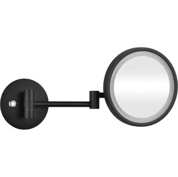 Bemeta Dark kosmetické zrcátko průměr 160 mm, na rameni, s LED osvětlením, 5x zvětšující, černá (112101140)