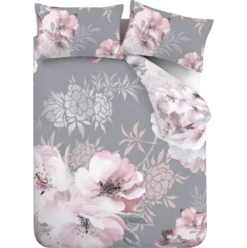 Povlečení Šedé povlečení Catherine Lansfield Dramatic Floral, 135 x 200 cm ID_1352735