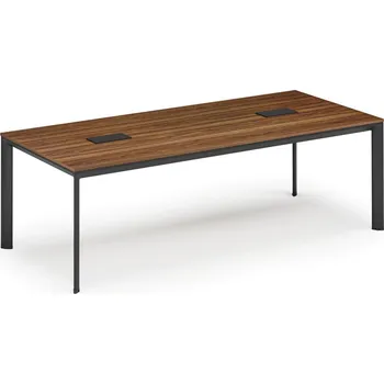 Psací stůl Jednací stůl PRIMO INVITATION, 240x120 cm, ořech + 2x stolní zásuvka TYP II, černá