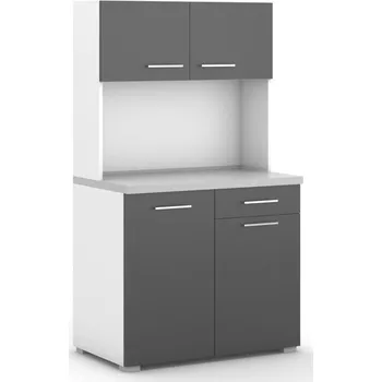 Kancelářská sestava Kuchyňka PRIMO bez vybavení, bílá/grafitová
