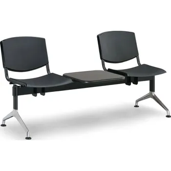 EUROSEAT Plastová lavice do čekáren SMILE, 2-sedák, se stolkem, černá