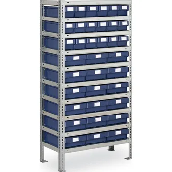 Dílenský regál Corping Regál s plastovými boxy MAX - 1600 x 500 x 800 mm, 18x C, 18x F