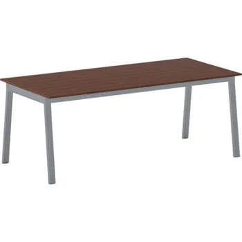 Psací stůl Jednací kancelářský stůl PRIMO BASIC, 200x90 cm, šedostříbrná podnož, třešeň